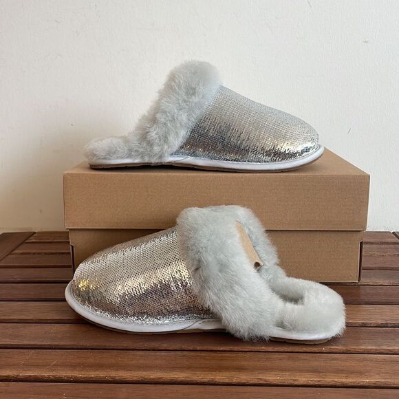 UGG Scuffette II Mirror Ball Slippers Silver Women Size 5 - Picture 5 of 15
